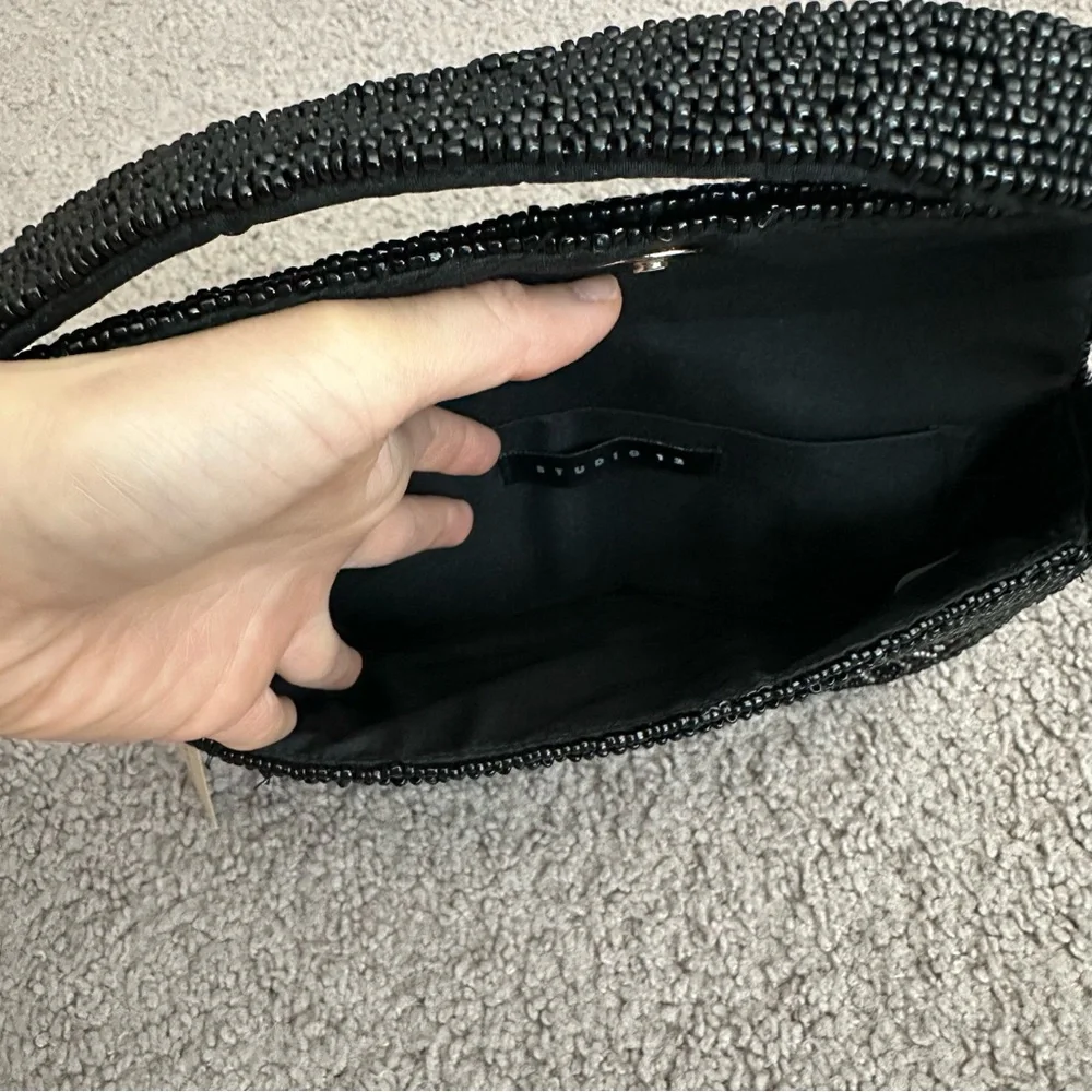 Studio 12 Beaded Black Silver Handbag Womens